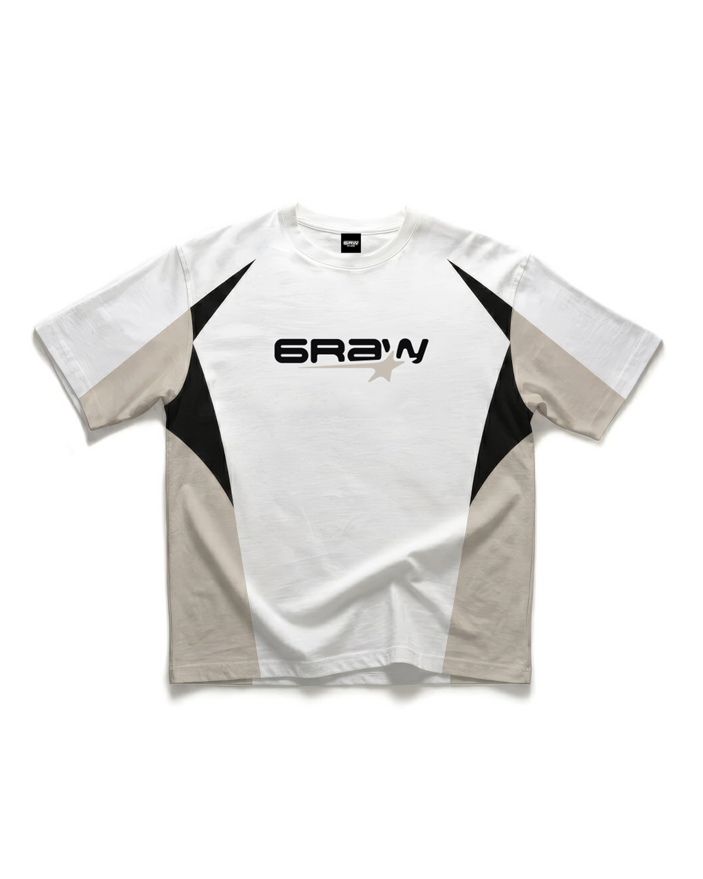 T-shirt raglan color block blanc et beige – Freestyle 6raw – vue de face