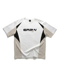 T-shirt raglan color block blanc et beige – Freestyle 6raw – vue de face