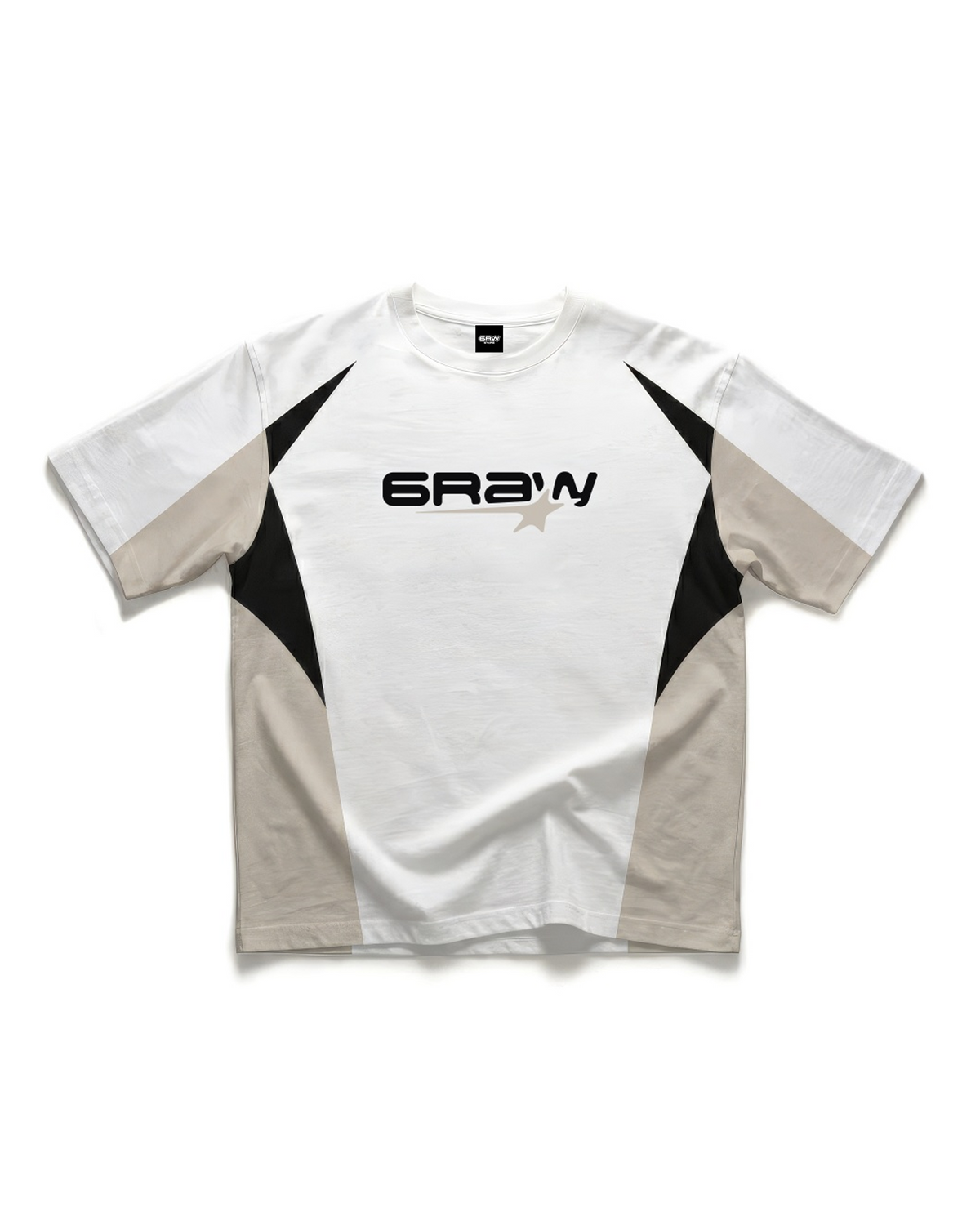 T-shirt raglan color block blanc et beige – Freestyle 6raw – vue de face