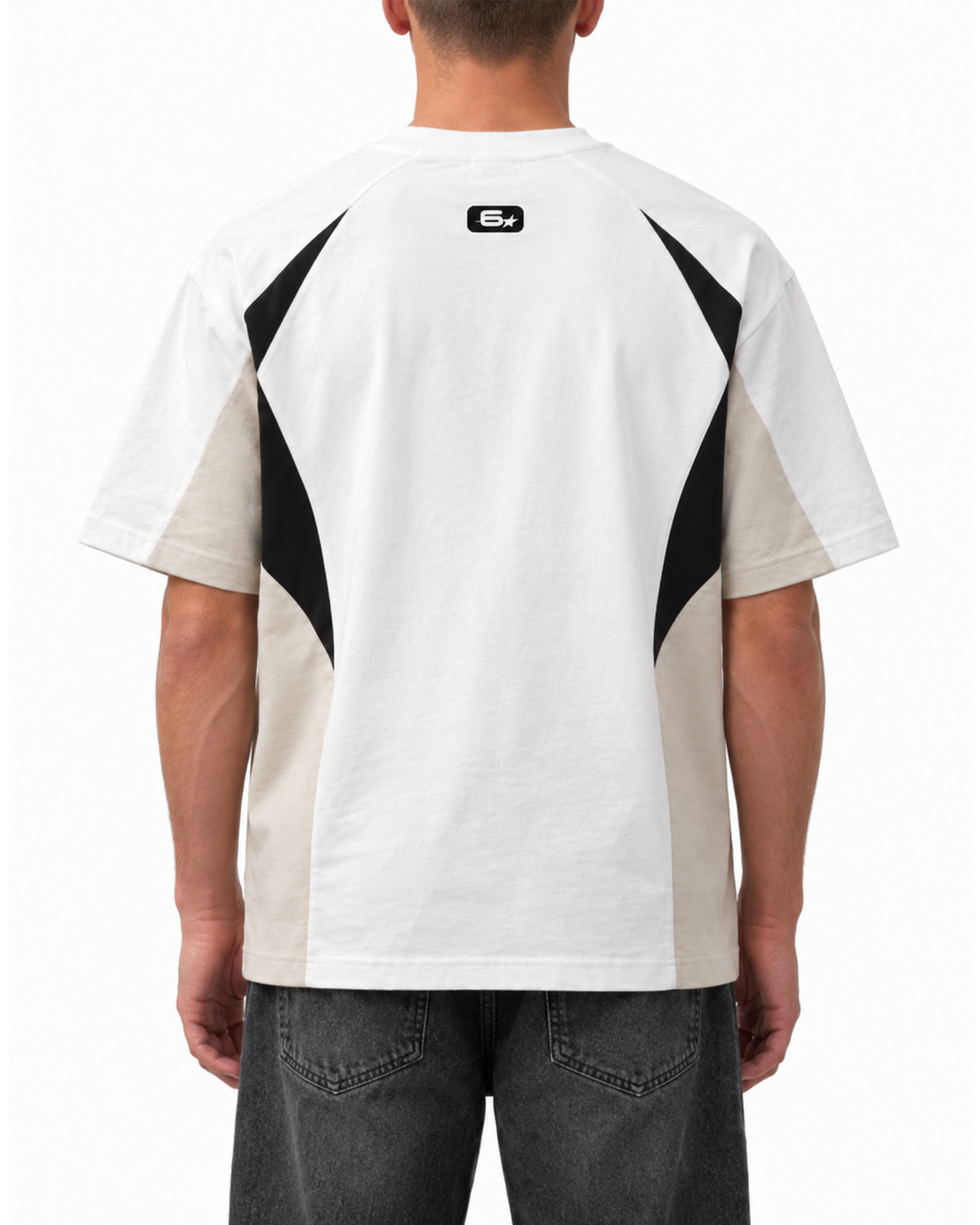 T-shirt raglan color block blanc et beige – Freestyle 6raw – porté
