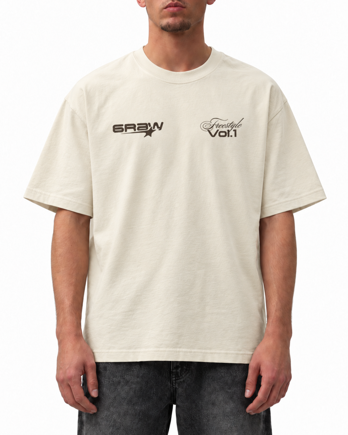 T-shirt oversize beige – Freestyle 6raw – porté