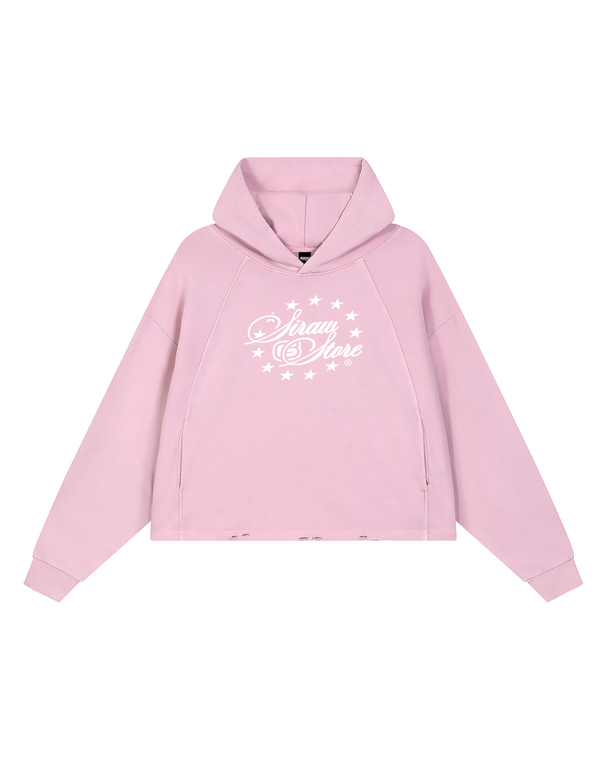 Hoodie rose effet délavé vintage 6raw, collection PinkPart2, vue de face