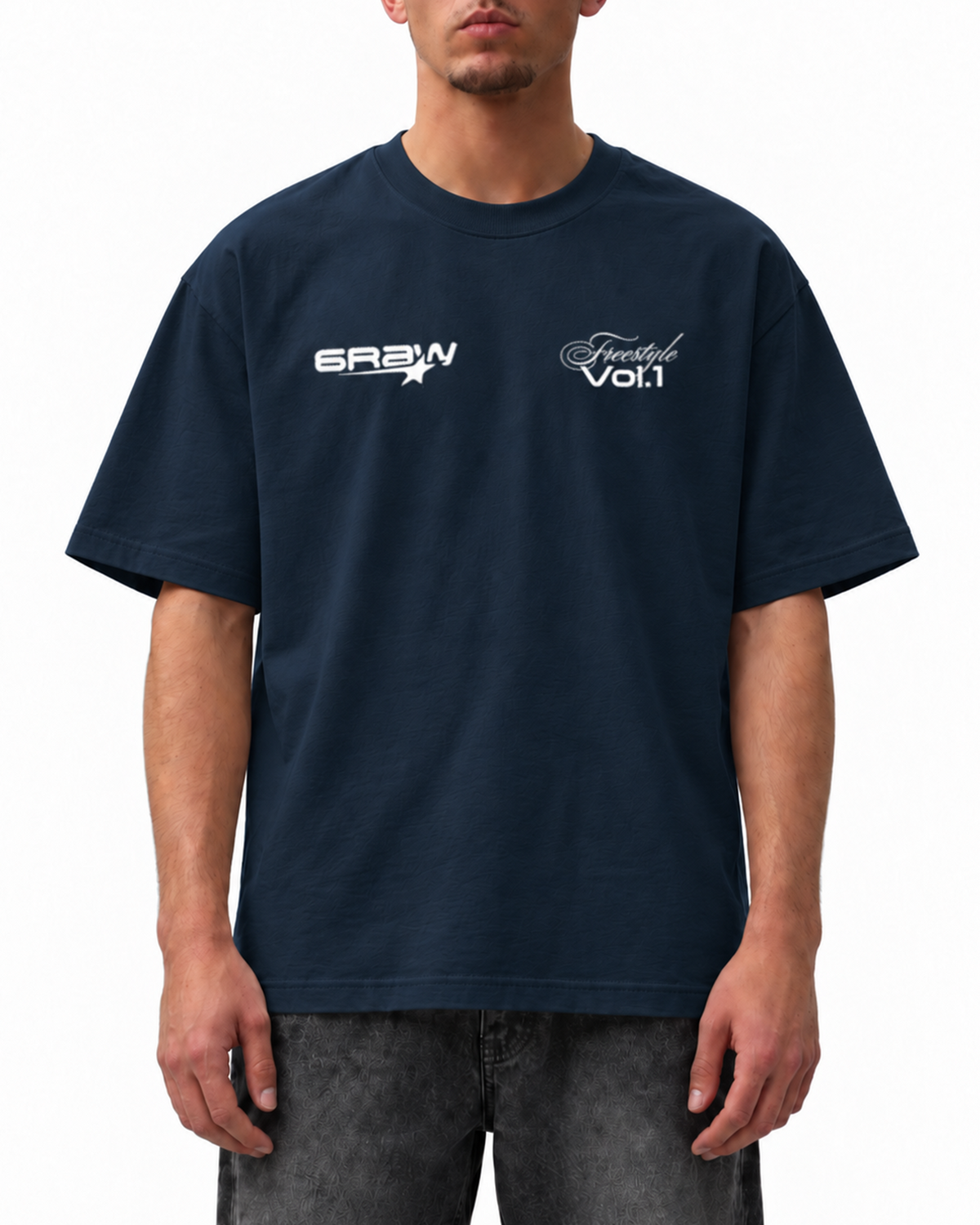 T-shirt oversize bleu marine – Freestyle 6raw – porté