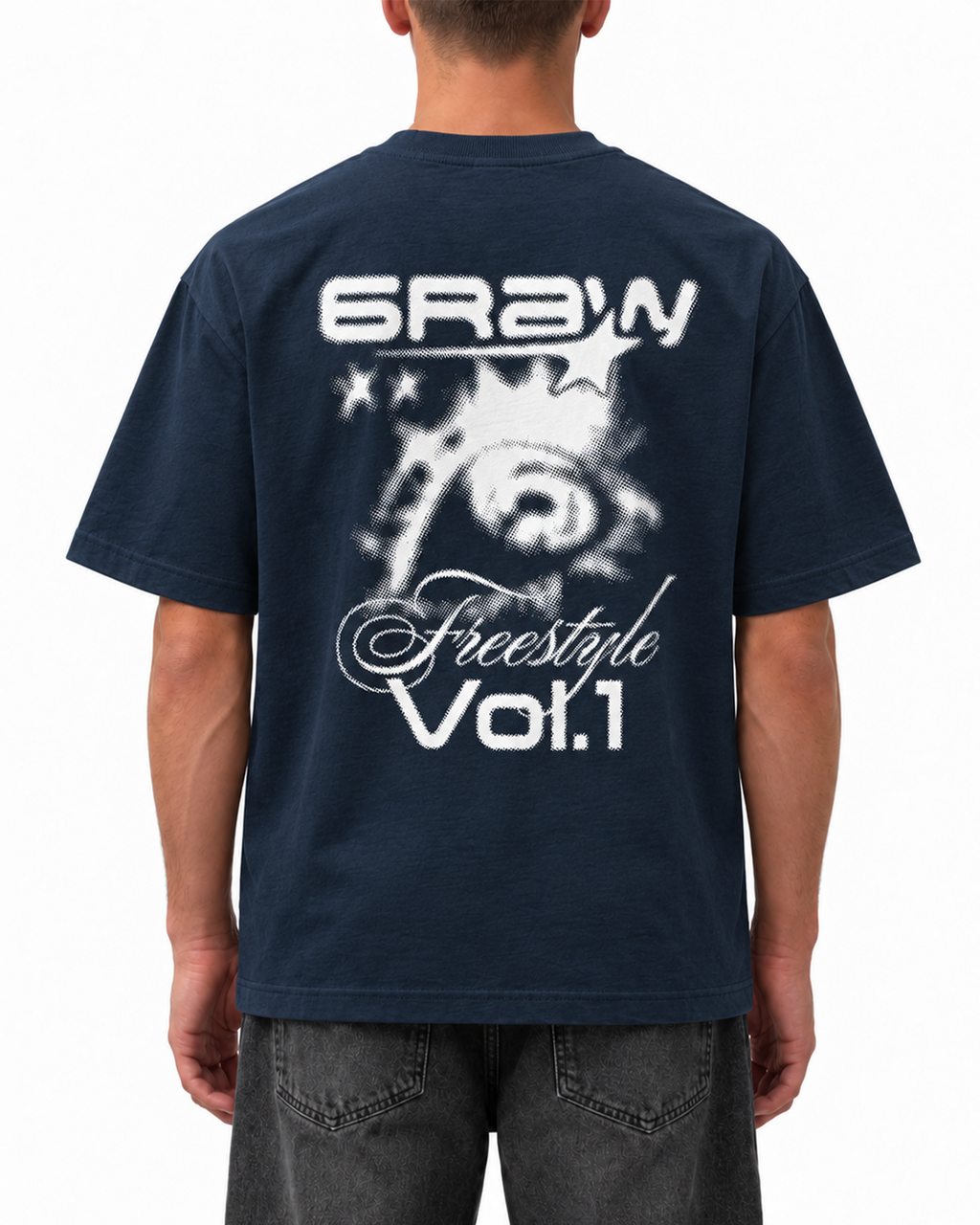T-shirt oversize bleu marine – Freestyle 6raw – porté