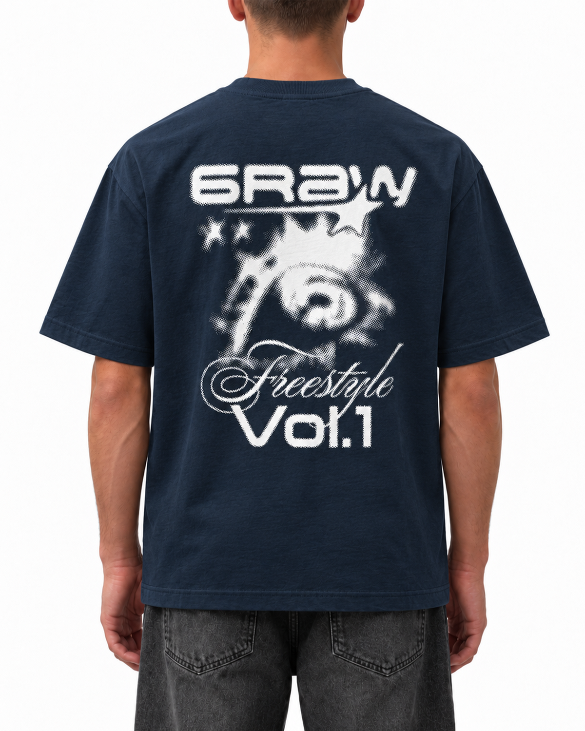 T-shirt oversize bleu marine – Freestyle 6raw – porté