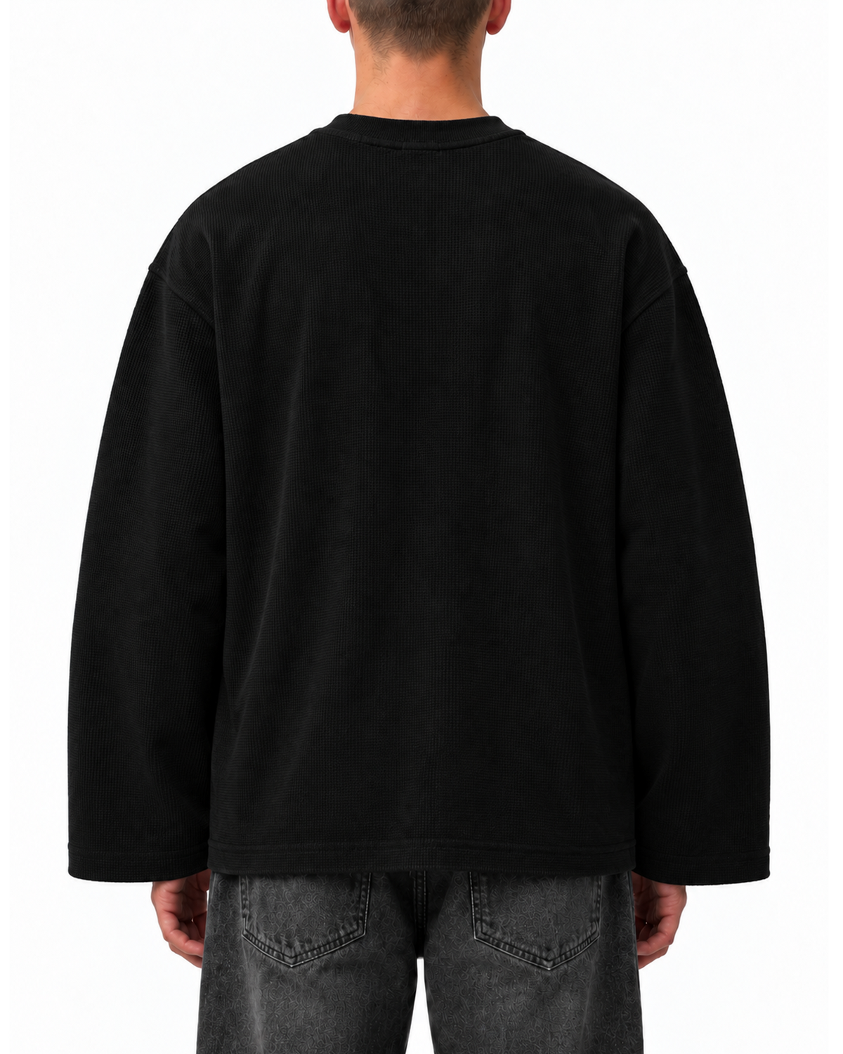 T-shirt manches longues gaufré noir – Freestyle 6raw – porté
