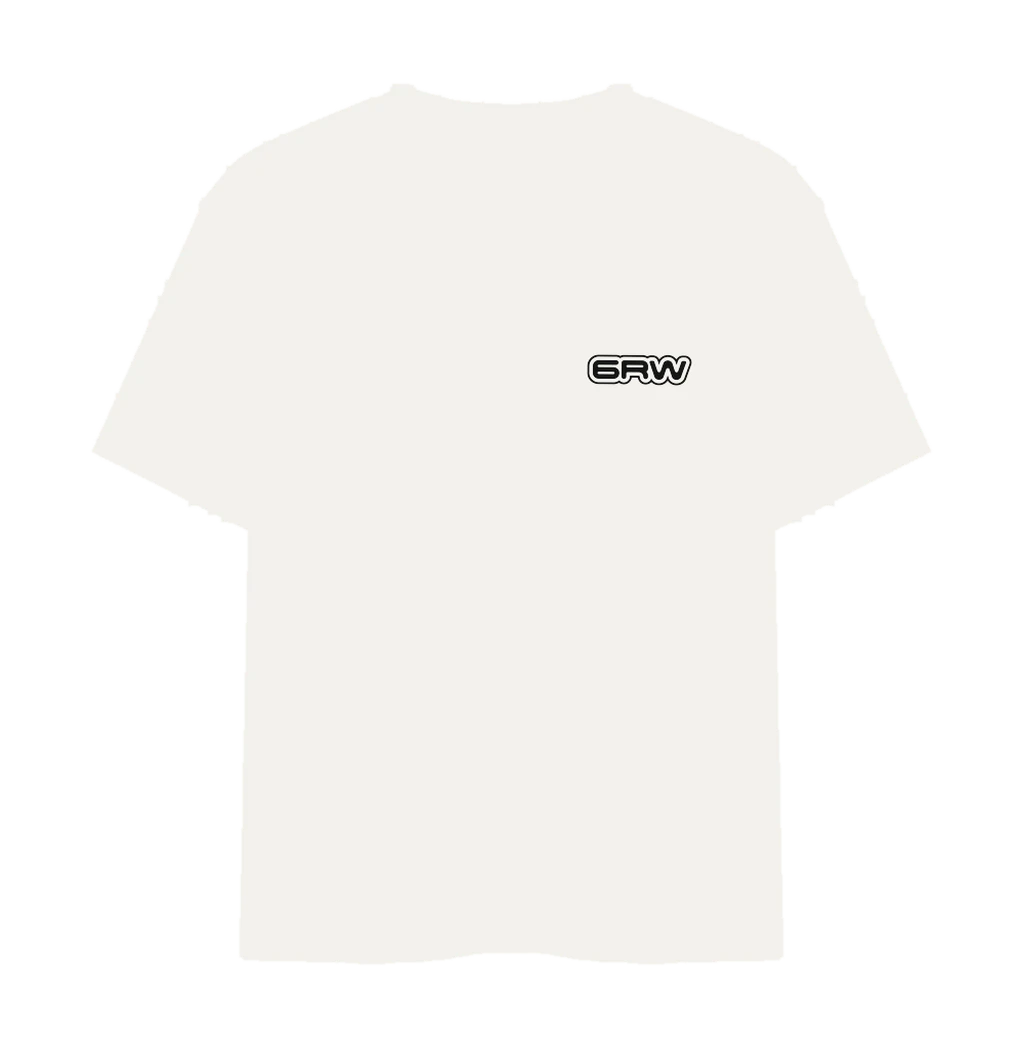 T-shirt blanc, imprimé par l'atelier 6raw